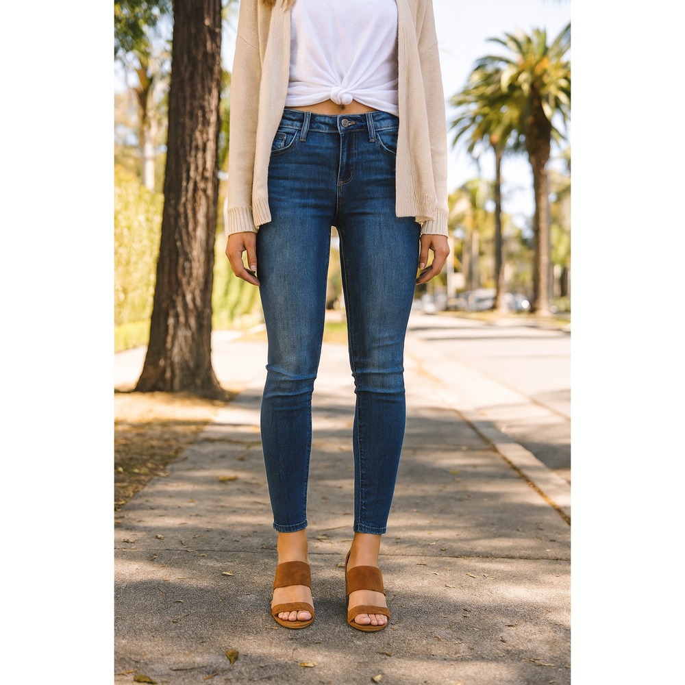 KanCan Jeans Womens 25 Mid-Rise Skinny‎ Stretch Denim Medium Wash